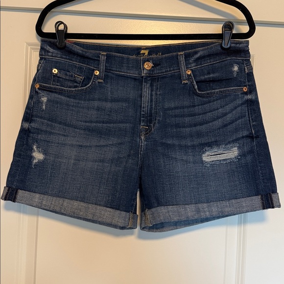 7 For All Mankind Pants - 7 for all mankind Women's Blue Denim Shorts - 30